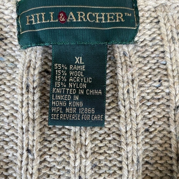 Hill & Archer Grandpa Sweater Men X-Large Blue V-Neck Pullover Vintage 15% Wool - Picture 7 of 11